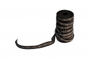 1295-6 Ribbon woven black, brown and beige 16 mm