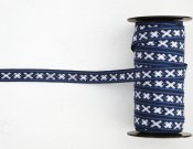 1480-5 Tygband - blå/vit 16 mm