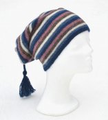 3504 - Beanie with multi-coloured stripes