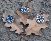 Button metal - silver/black 18 mm