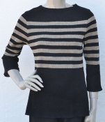 7023 - Linen sweater with stripes and 3/4 length sleeves