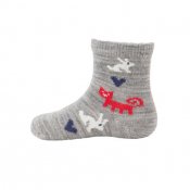 Barnstrumpa "Husdjur" - Ljusgrå