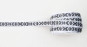 1068-38 Ribbon 'Leksand' white, dark grey 15 mm