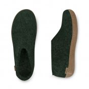 Felted shoe with leather sole - Forest
