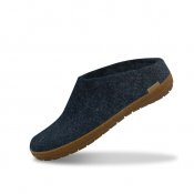 Felted slipper with rubber sole - Denim