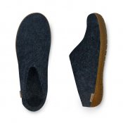 Felted slipper with rubber sole - Denim