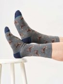 Woodland Stag Organic Cotton Crew Socks - Dark Grey Marl