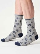 Snowflake Organic Cotton Crew Socks - Grey marl