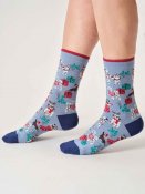 Christmas Pet Organic Cotton Crew Socks - Stone Blue