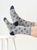 Snowflake Organic Cotton Crew Socks - Grey marl