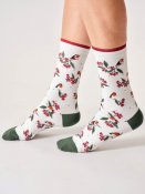 Winter Robin Organic Cotton Crew Socks - Stone White