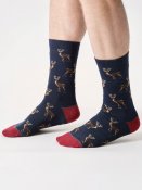 Woodland Stag Organic Cotton Crew Socks - Navy Blue