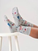 Tea And Cake Bamboo Crew Socks - Grey Marl
