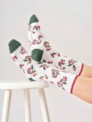 Winter Robin Organic Cotton Crew Socks - Stone White