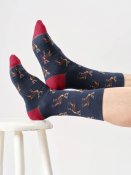 Woodland Stag Organic Cotton Crew Socks - Navy Blue