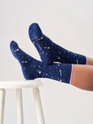 Stars & Moons Bamboo Crew Socks - Midnight Blue Stars