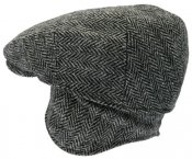Spencer Harris Tweed Black Flat cap