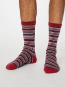 Michele Bamboo Striped Socks - Berry Red