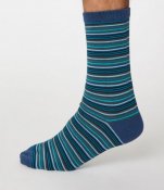 Michele Bamboo Striped Socks - Denim Blue