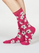Peggie Floral Bamboo Socks - Magenta Pink