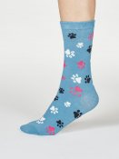 Elsa GOTS Organic Cotton Paw Print Socks - River Blue