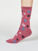 Elsa GOTS Organic Cotton Paw Print Socks - Rose pink