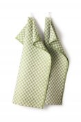 Kitchen towel "Check" leaf green/white twin pack