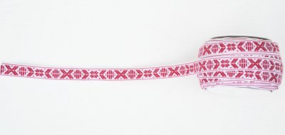 1068-18 Ribbon 'Leksand' white,cerise & pink 15 mm