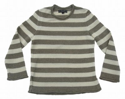 5004 - Linen sweater with stripes and rolled edges