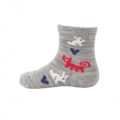 Barnstrumpa "Husdjur" - Ljusgrå