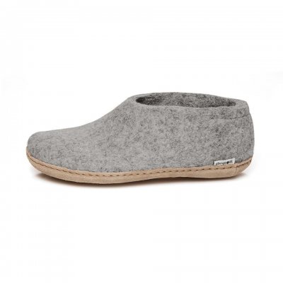 Felted shoe with leather sole- Grey