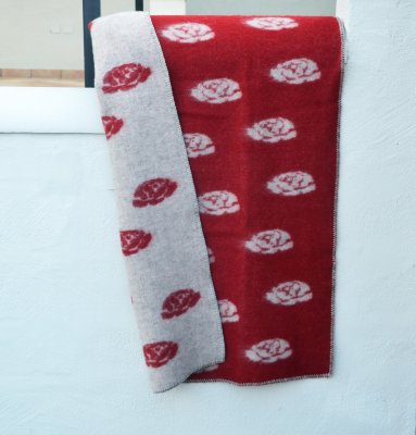 Blanket 'Roses' Medium 90x130 cm (Red/Light grey)