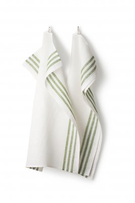 Kitchen towel "Diagonal" White/Leaf green, twin pack