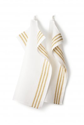 Kitchen towel "Diagonal" White/Ochre, twin pack