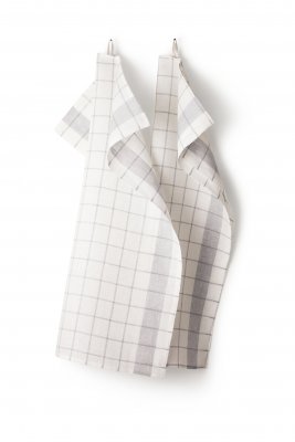 Kitchen towel "Check" White/Light Grey, twin pack