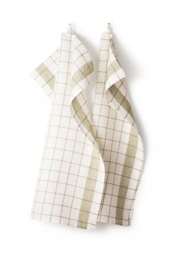 Kitchen towel "Square" White/Sage, twin pack