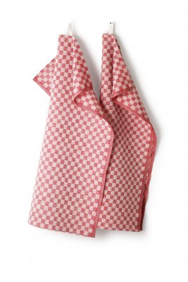 Kitchen towel "Check" red/white twin pack